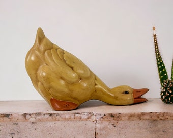 1992 Vintage cute Yellow Duck Ceramic Figurines 10" Length