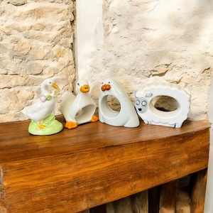Vintage Animal Porcelain Napkin Rings Set of 4 Made In Japan 2.5&quot; - 3&quot; Tall
