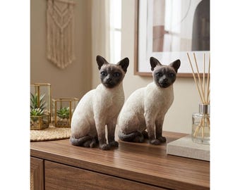 ヴィンテージ猫の置物 カントリーアーティスト シャム猫 7インチ 樹脂