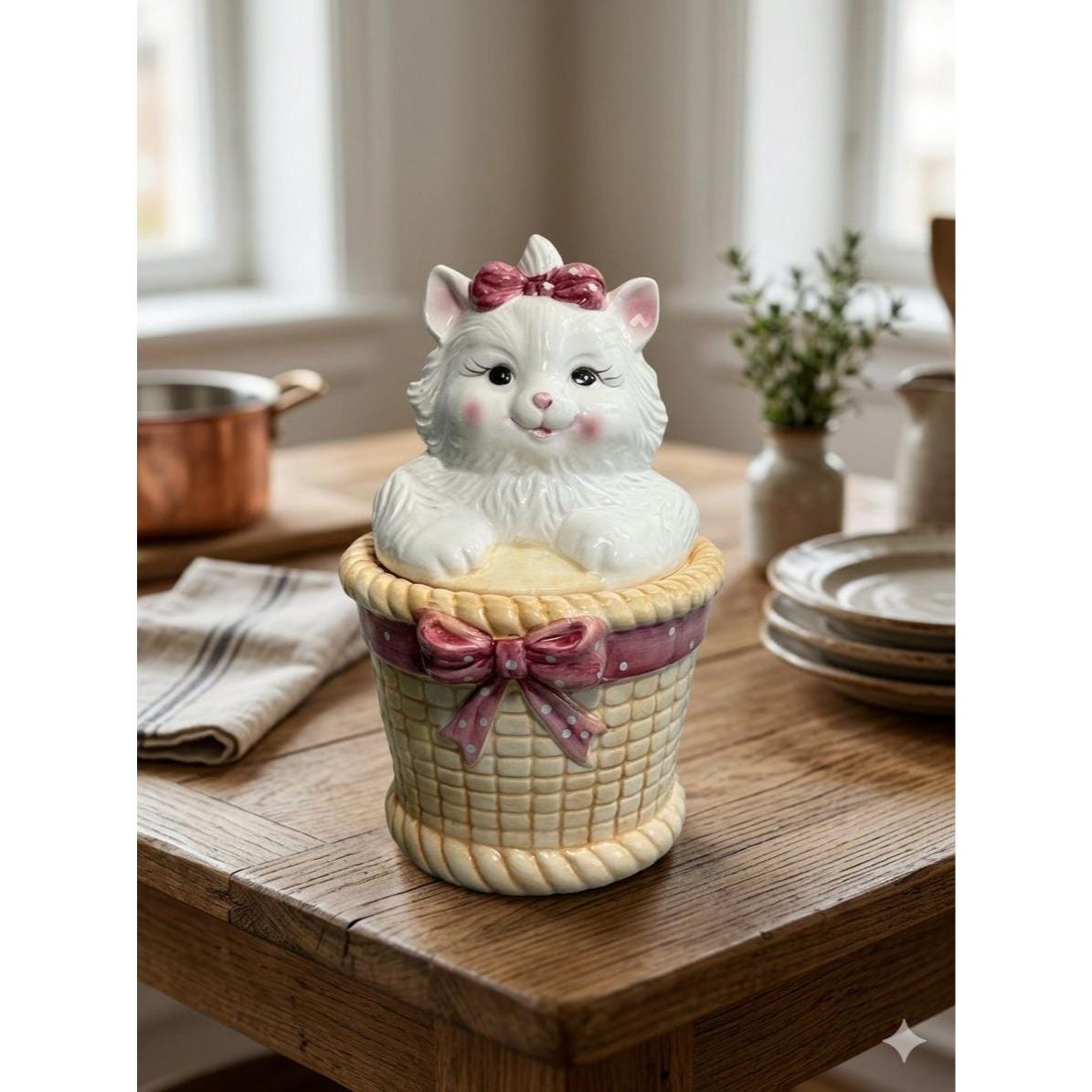 Retro Cats in Basket Figurine - Etsy UK
