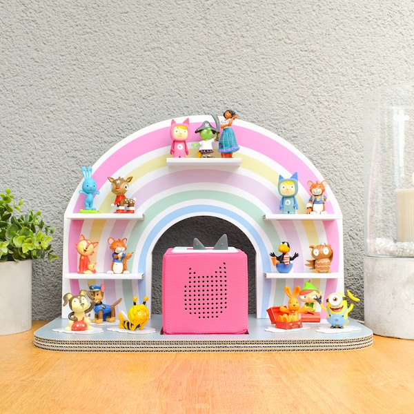 Tonie regal Regenbogen rosa, für 27 Hörspielfiguren, für Toniebox, Geburtstag, Kinderzimmer, Personalisierung