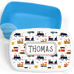 Boîte à lunch personnalisée - Boîte à collation pour enfants - Boîte à lunch pour filles - Boîte à lunch trains - Snack Tub - Boîte à lunch pour garçons - Sac à lunch scolaire personnalisé