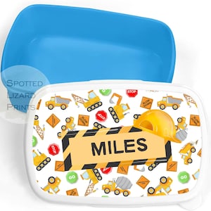 Boîte à lunch personnalisée - Boîte à collation pour enfants - Boîte à lunch en construction - Cuve à goûter - Boîte à lunch pour garçons - Sac à lunch scolaire personnalisé