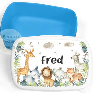 Boîte à lunch personnalisée - Boîte à collation pour enfants - Boîte à lunch pour filles - Boîte à lunch safari - Cuve à collation - Boîte à lunch pour garçons - Sac à lunch scolaire personnalisé