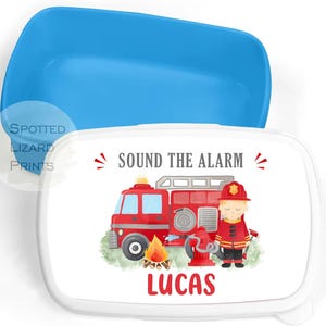 Boîte à lunch personnalisée - Boîte à collation pour enfants - Boîte à lunch pour camion de pompier - Casse-croûte - Boîte à lunch pour garçons - Sac à lunch scolaire personnalisé