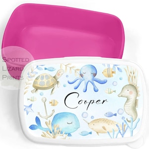 Boîte à lunch personnalisée - Boîte à collations pour enfants - Boîte à lunch sous la mer - Boîte à goûter - Boîte à lunch pour garçons - Sac à lunch scolaire personnalisé