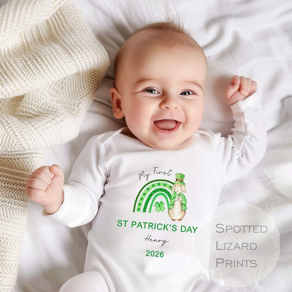 Personalised My First St Patrick's Day Sleepsuit Vest or T-shirt