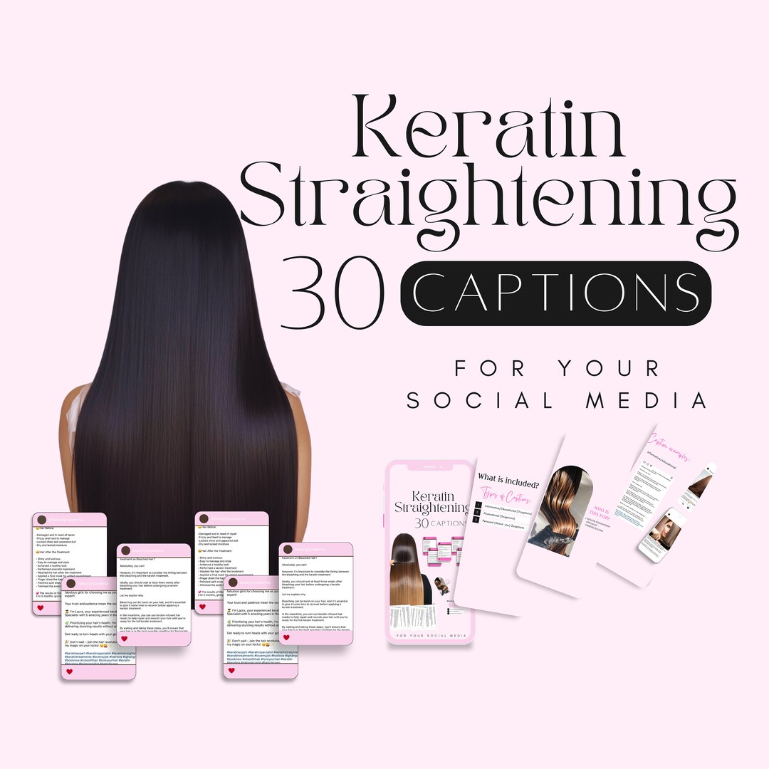 30 Captions Keratin Straightening Hair Keratin Hair Captions Etsy