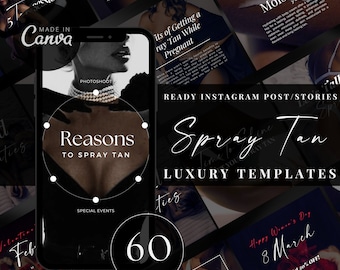 60 Spray Tan Templates | Spray Tan Stories | Luxury Social Media Posts | Luxury Spray Tan Templates | Spray Tan Artist | Instagram Templates