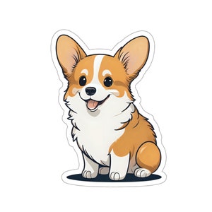 Adorable Corgi Sticker: Cute Corgi Puppy Vinyl Decal for Laptops, Water Bottles, and More - Kiss-Cut Stickers