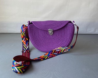 Half Moon Arm Bag | Shoulder Bag | Messenger Bag | Cotton Rope Purse | Handwoven Rope Bag