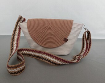 Brown Lid Arm Bag | Shoulder Bag | Messenger Bag | Cotton Rope Purse | Handwoven Rope Bag