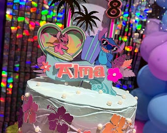 Layered Stitch-Inspired Birthday Cake Topper – Digital SVG Cut File for Cricut & Silhouette | Instant Download