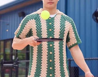 HEXAGON BUTTON DOWN Crochet Pattern / Crochet cardigan Pattern / uNISEX crochet pattern / Green summer cardigan / sweater women pattern Pdf