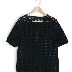 Crochet Top PATTERN Super Easy Motif CROCHET PATTERN Summer Long Line Sweater Picot Edging Womens Cotton Crochet Mesh CardiganLace Details..