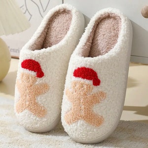 Gingerbread house slippers, women’s Christmas slippers