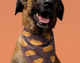 Hot Dog Print Hundehalstuch: Lustiger Essen Neuheit Haustier Schal