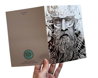 Norse Mythology Greeting Card Viking Warrior Illustration Nordic Inspired Scandinavian Gift
