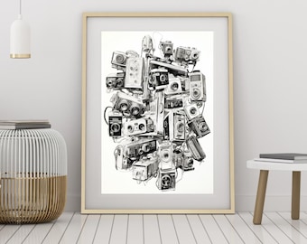 Vintage Kamera Kunstdruck: Retro Fotografie Poster