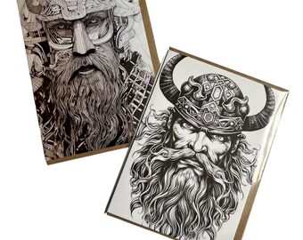 Viking Gift For Him Nordic Warrior Greeting Norse Mythology Art Scandinavian Inspired Card