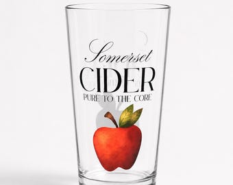 Somerset Cider Pint Glass Apple Cider Glass Country Pub Glass Gift For Cider Lovers Somerset Gift Pint Glass