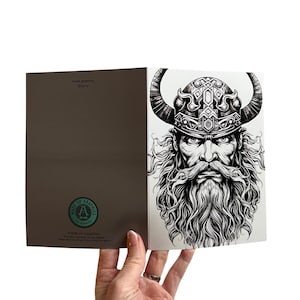 Wikinger Krieger Grußkarten - Blanko-Nordische Briefkarten, Mythologie Geburtstags- oder Danksagungskarten, Nordische Pagan Kunst für Männer