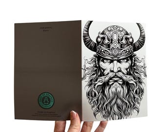 Tarjeta de felicitación de guerrero vikingo: Interior en blanco (18 x 13 cm)