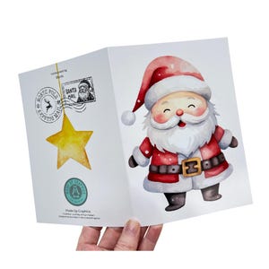 Carte de Noël Père Noël - Carte pour les fêtes de fin d'année, costume rouge vif, voeux de Noël amusants, intérieur vierge, carte de fête unique pour amis ou famille