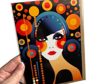 Art Deco Woman Greeting Card: Blank Inside (7x5 inch)