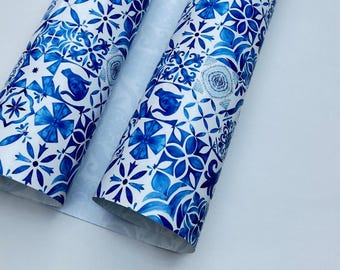Vintage Sea Blue Tiles Gift Wrap - Portuguese Azulejo Design