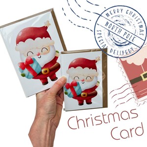 Kerstman kerstkaart blanco binnenkant – rode klassieke vakantiewenskaart 6 x 4" of 7 x 5", feestelijke kerstman kerstkaart voor familie, vrienden, kinderen