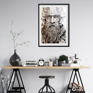 Viking Warrior Art Print: Scandinavian Nordic Home Decor