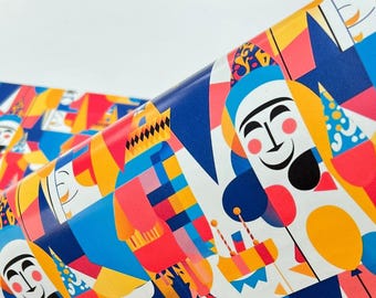 Papel de embrulho para aniversário com tema de circo – Design abstrato de carnaval