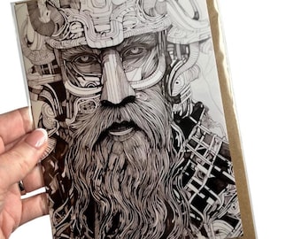 Scandinavian Greeting Card Viking Warrior Art Norse Mythology Nordic Gift Idea