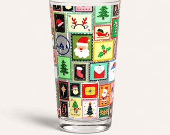 Pint Glass Christmas Stamp, Festive Beer Glass, Christmas Beer Pint, Holiday Pub Glass, Secret Santa Gift, Funny Christmas Glass
