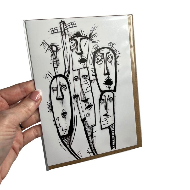 Wonky Funny Faces Greeting Cards Blank Inside 6x4 or 7x5inch Buy 1, 10