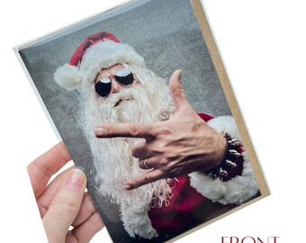 Santa Rocks Christmas Card: Blank Inside (7x5")