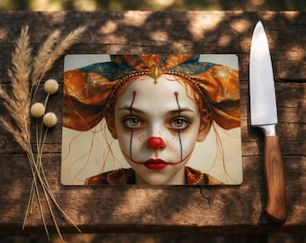 Harlequin Girl Glass Worktop Protector - Textured Chopping Cutting Board with Non-Slip Feet Black & White