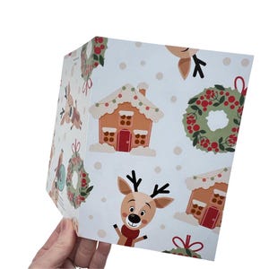 Biglietto di auguri natalizio con ghirlanda di renne, interno vuoto - Biglietto di auguri festivo, 7x5", cancelleria invernale stravagante, grazioso biglietto di auguri con renne
