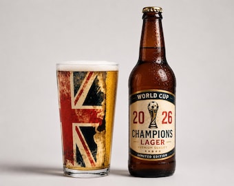 Pint Glass Vintage Union Jack, UK Flag Beer Glass World Cup Barware, British Pub Glass Football Fan Gift Lager Glass
