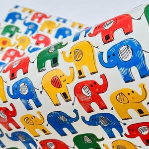 Cute Elephant Wrapping Paper – Colourful Jungle Gift Wrap for Baby Showers, Kids’ Birthdays, Safari-Themed Gifting in Various Sizes