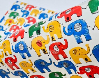 Papel de embrulho colorido com elefantes – Papel de presente com tema de safári na selva