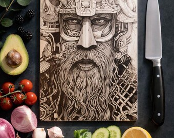 Viking Line Art Glass Cutting Board – Textured Worktop Protector