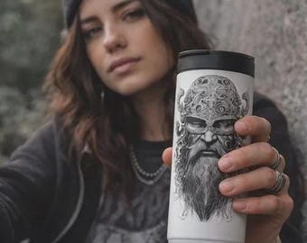Viking Warrior Mug Nordic Mythology Coffee Tumbler Scandinavian Gift
