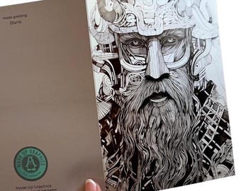 Viking Thank You Card Nordic Warrior Art Norse Mythology Inspired Greeting