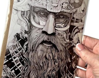 Viking Congratulations Card Nordic Warrior Illustration Norse Inspired Celebration Greeting