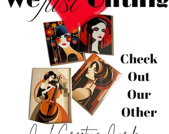 Vintage Inspired Blank Card For Her Colourful Mod Art Greeting Card Stylish Female Portrait Design