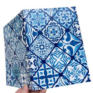 Biglietto d'auguri con piastrelle blu - Biglietto con motivo vuoto, arte delle piastrelle in stile mediterraneo, carta da lettere per compleanno o ringraziamento, biglietto per tutte le occasioni