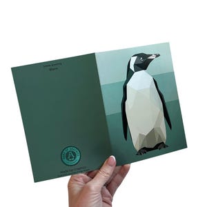 Biglietto d'auguri con pinguino - Biglietto d'auguri vuoto con simpatico animale, biglietto di compleanno o di ringraziamento invernale, carta da lettere illustrata con fauna selvatica