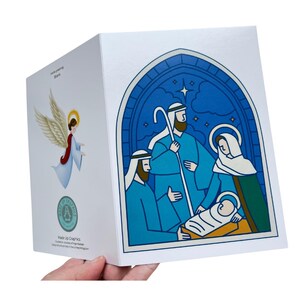 Karta świąteczna z okazji Narodzenia Pańskiego Tradycyjna religijna karta okolicznościowa Duchowa scena świąteczna Puste wnętrze 7x5" i więcej Fajnych kartek świątecznych